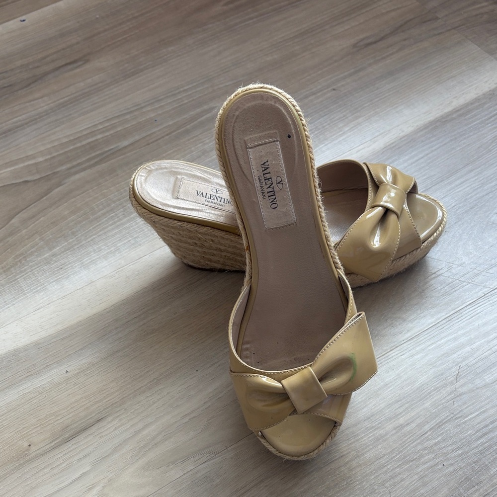 Valentino Women's Beige Bow Wedge Sandals